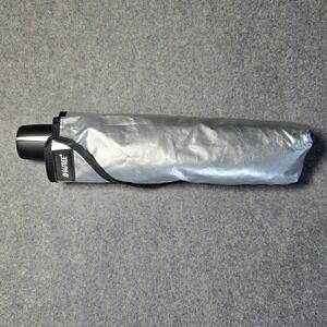 G4Free Silver Reflective Compact Travel Umbrella Auto Open Close Black Interior